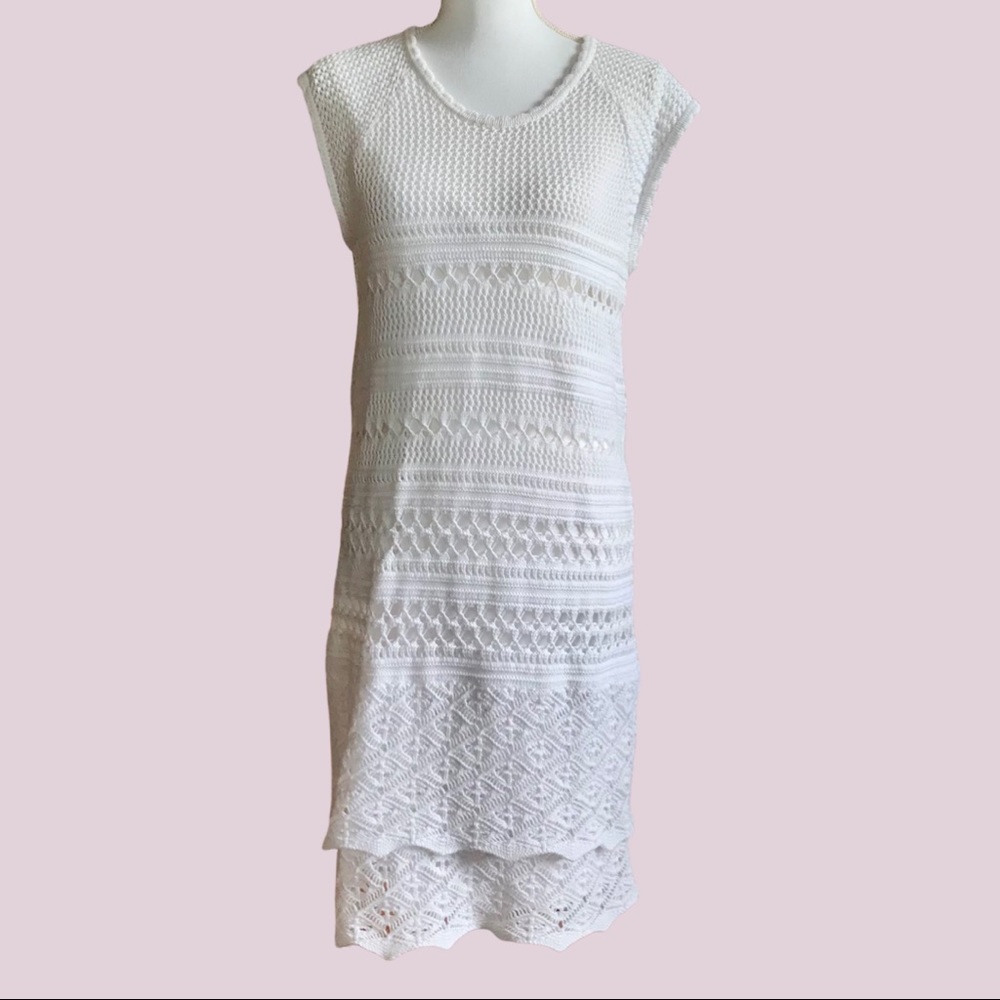Delicate crochet dress with slip.